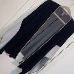 Sharon Young Black and White Poncho/Cardigan with Tan Accents